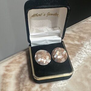 Pink Mother-of-Pearl Mosaic Stud Earrings
